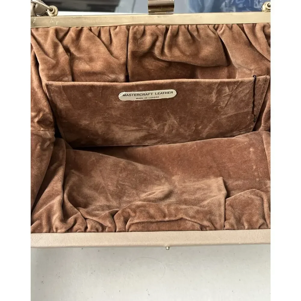 Vintage Mastercraft Leather Shoulder Bag Purse Clutch Hinged Frame Almond Canada